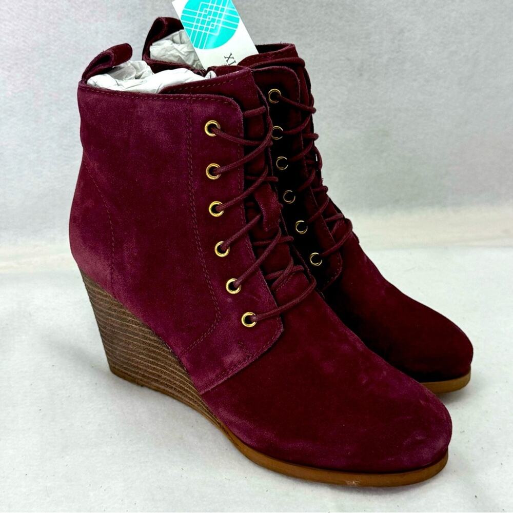 NWT Diba Blake Suede Bootie size 7 Burgundy Ankle Boot Wedges Stitch Fix